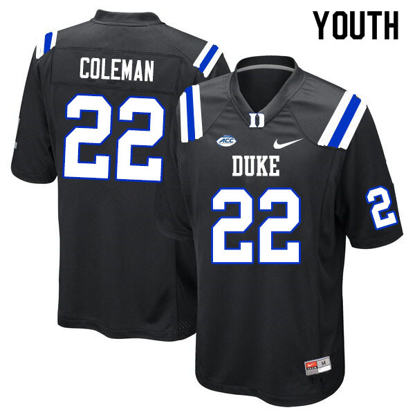 Youth #22 Jaylen Coleman Duke Blue Devils College Football Jerseys Sale-Black